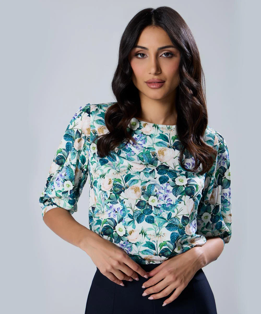 Print Puff Sleeve Blouse - Image 3