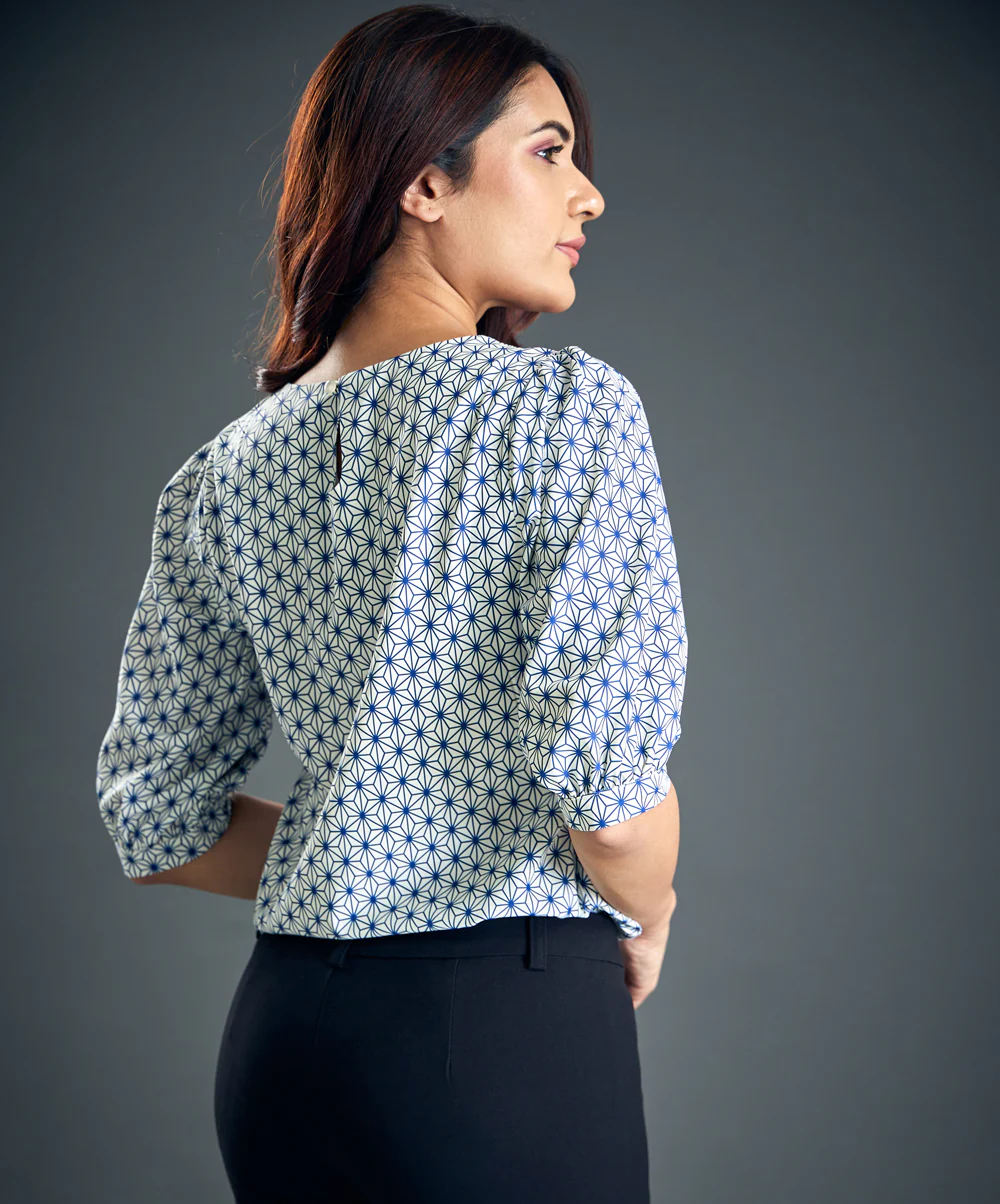 Print Puff Sleeve Blouse - Image 4