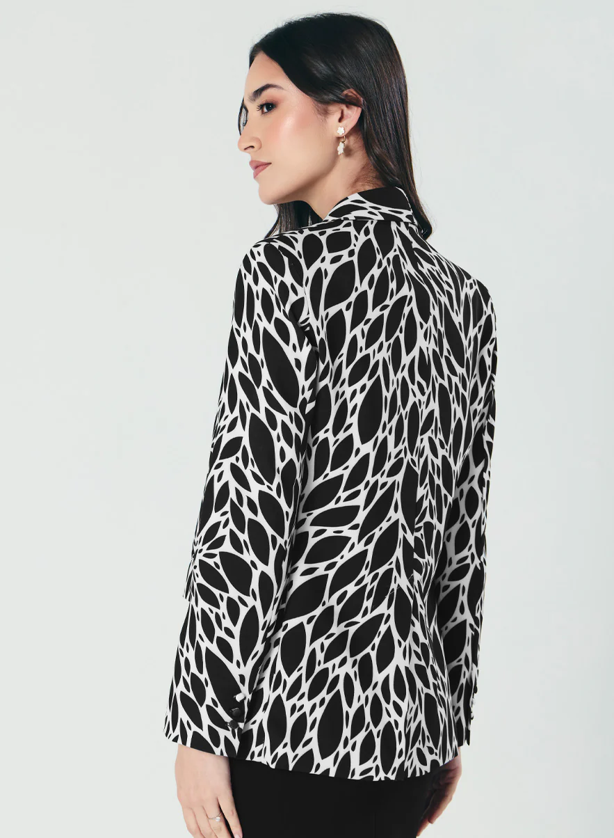 Printed Black And White Trendy Blazer - Image 6