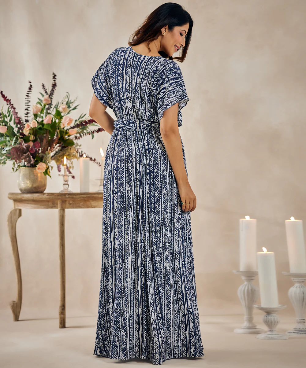 Printed Cotton Braided Blue Maxi - Image 3