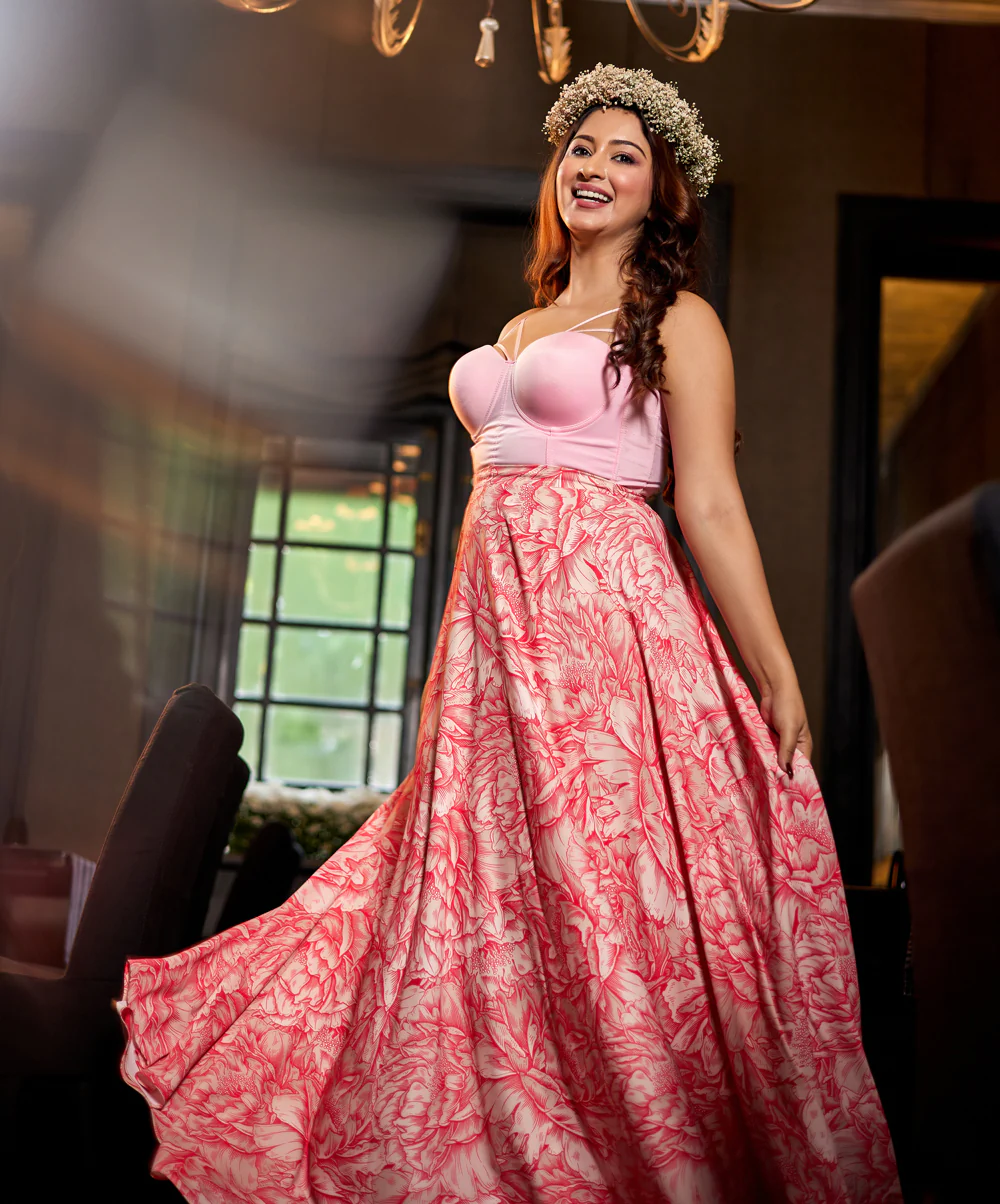 Printed Flowy Chiffon Skirt - Image 3