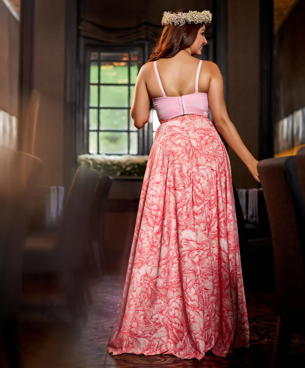 Printed Flowy Chiffon Skirt - Image 4