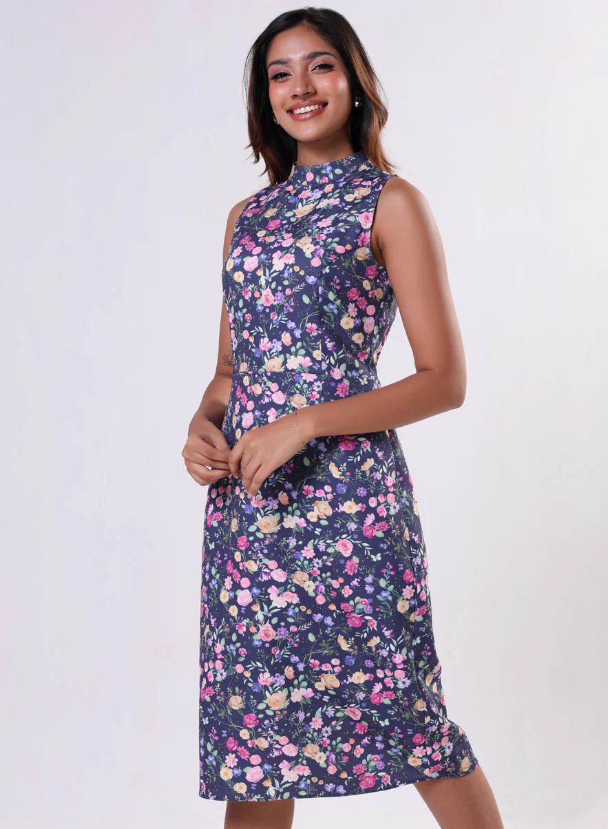 Printed Mixed Shift Dress