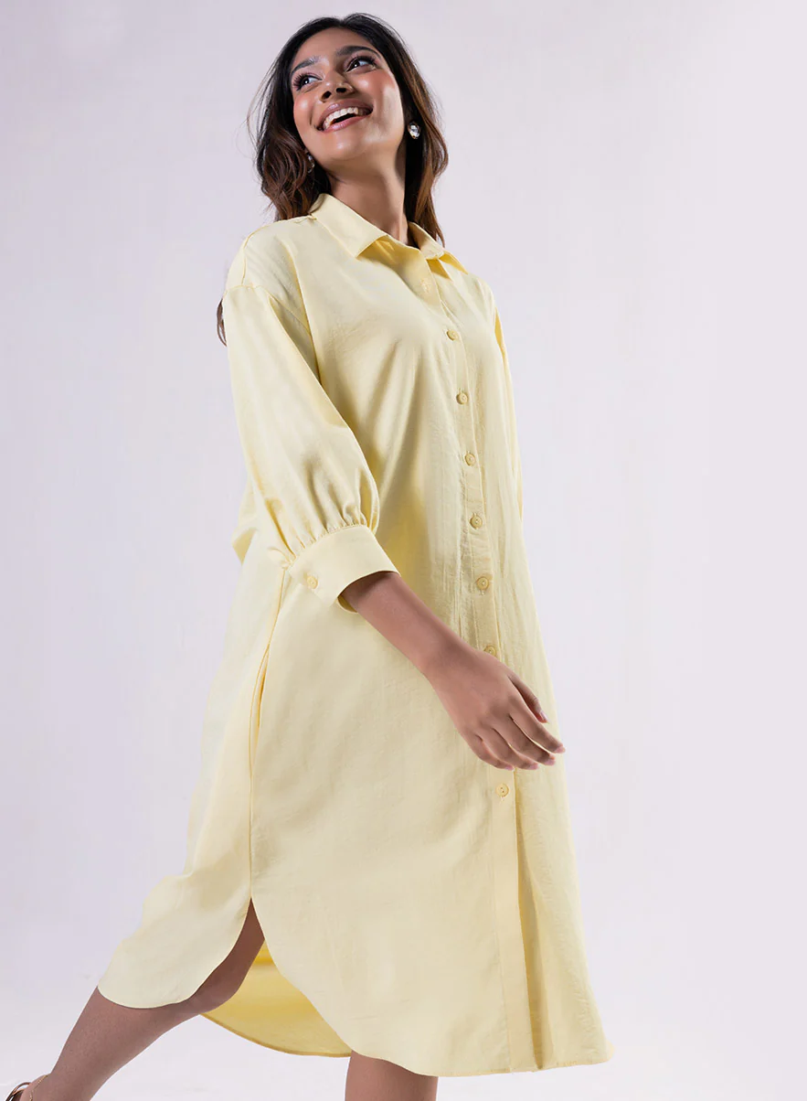 Puffed Sleeve Shirt Top-Yellow - Image 3