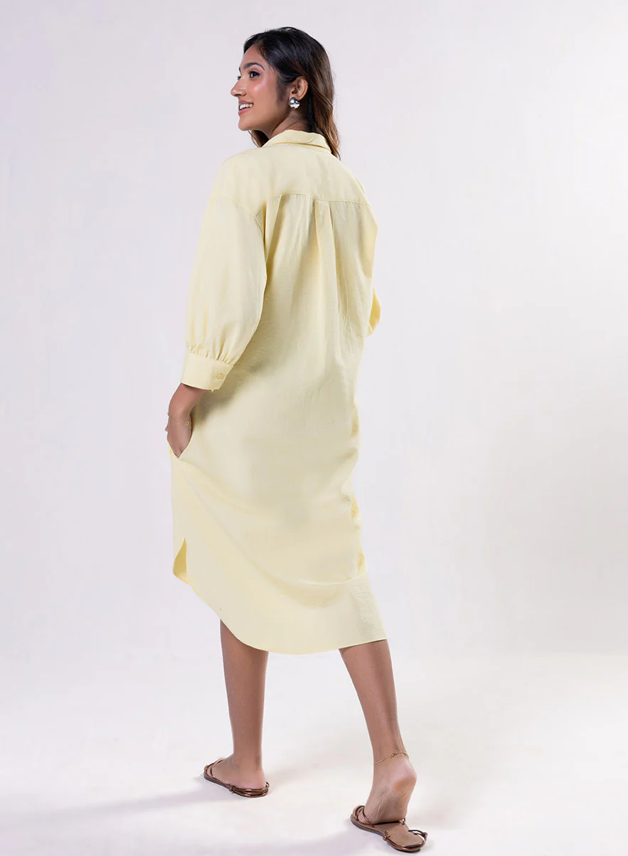 Puffed Sleeve Shirt Top-Yellow - Image 4