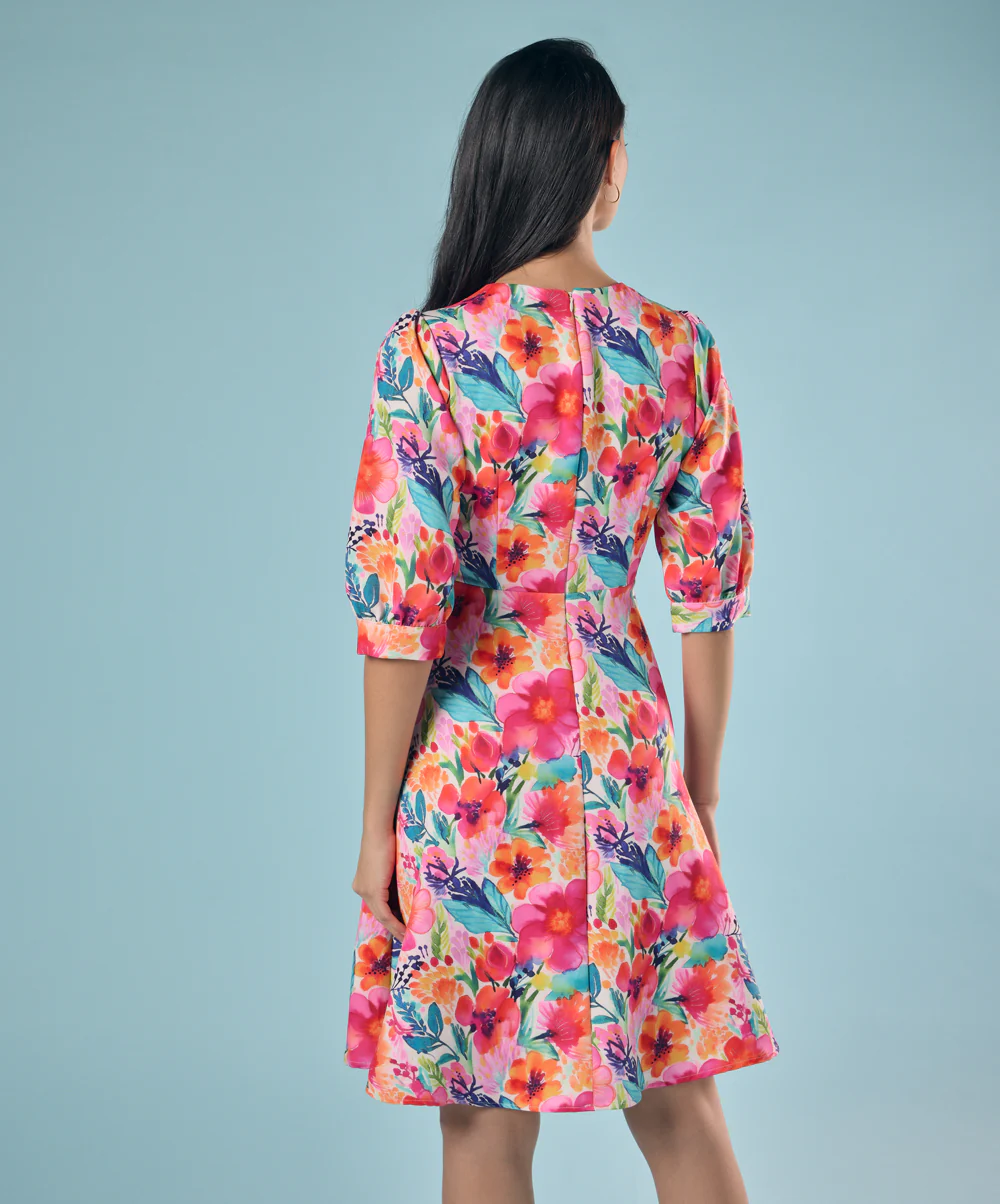 Puffed Sleeve Skater Dress - Image 4