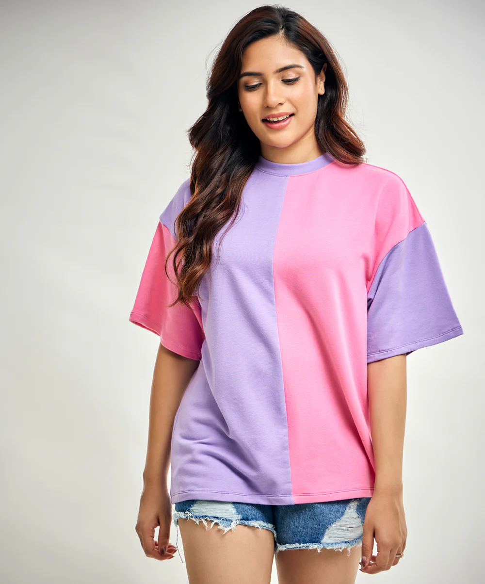 Purple And Pink Oversized Mid Contrast Tshirt - Image 2