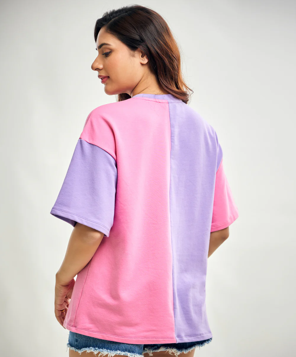 Purple And Pink Oversized Mid Contrast Tshirt - Image 3
