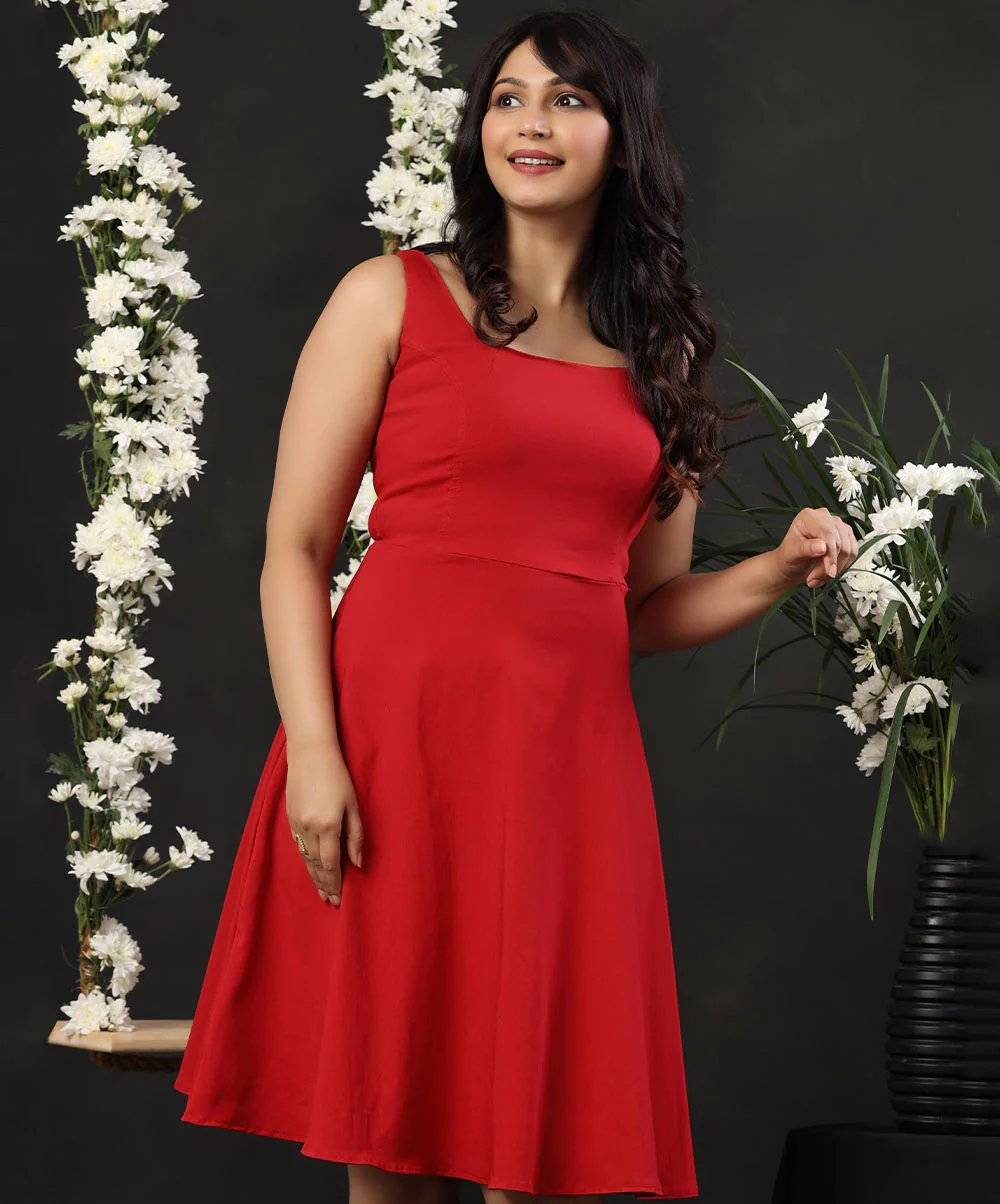 Red Scoop Neck Witch Dress