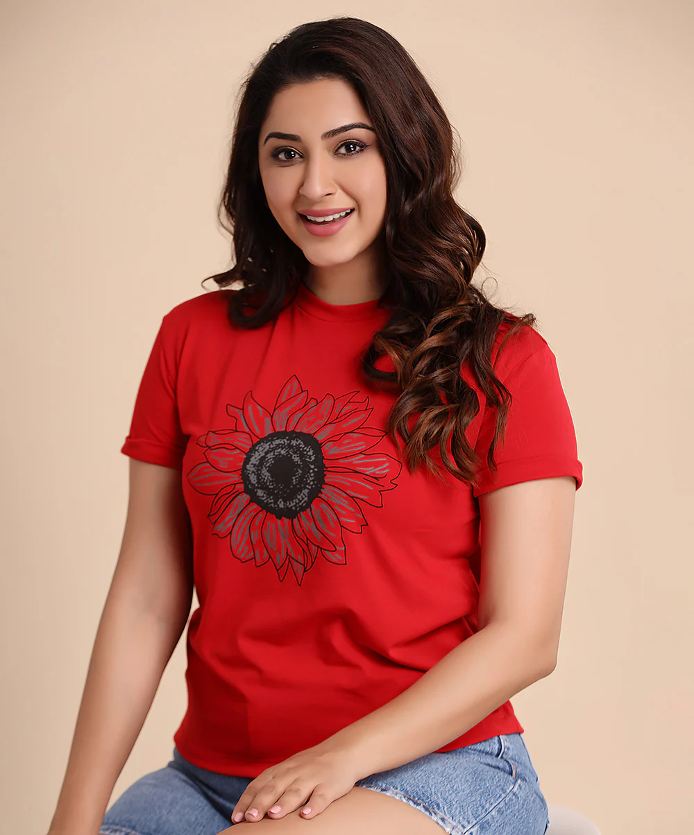 Red Sun Flower Summer Tshirt