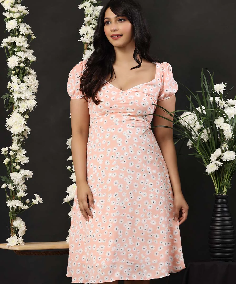 Reformation Deep Cut Pink Chiffon Dress