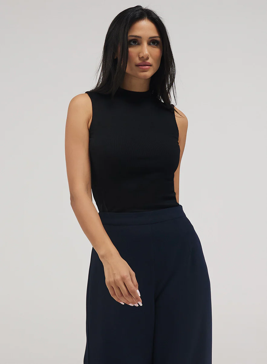 Rib Skinny Top - Black