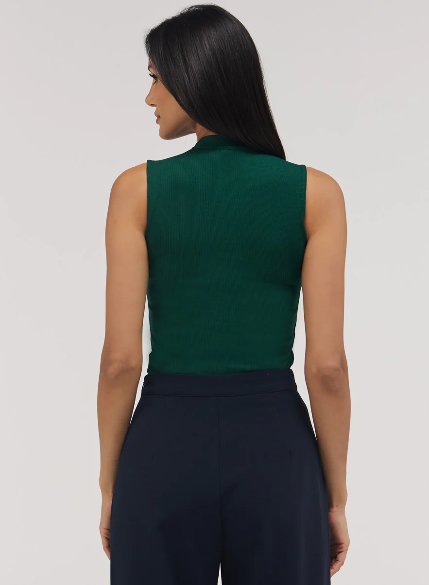 Rib Skinny Top - Dark Green - Image 6
