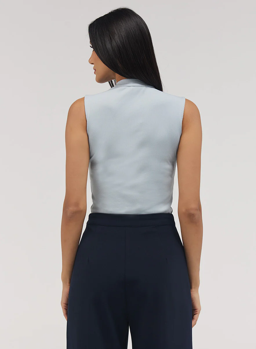 Rib Skinny Top - Pale Blue - Image 3