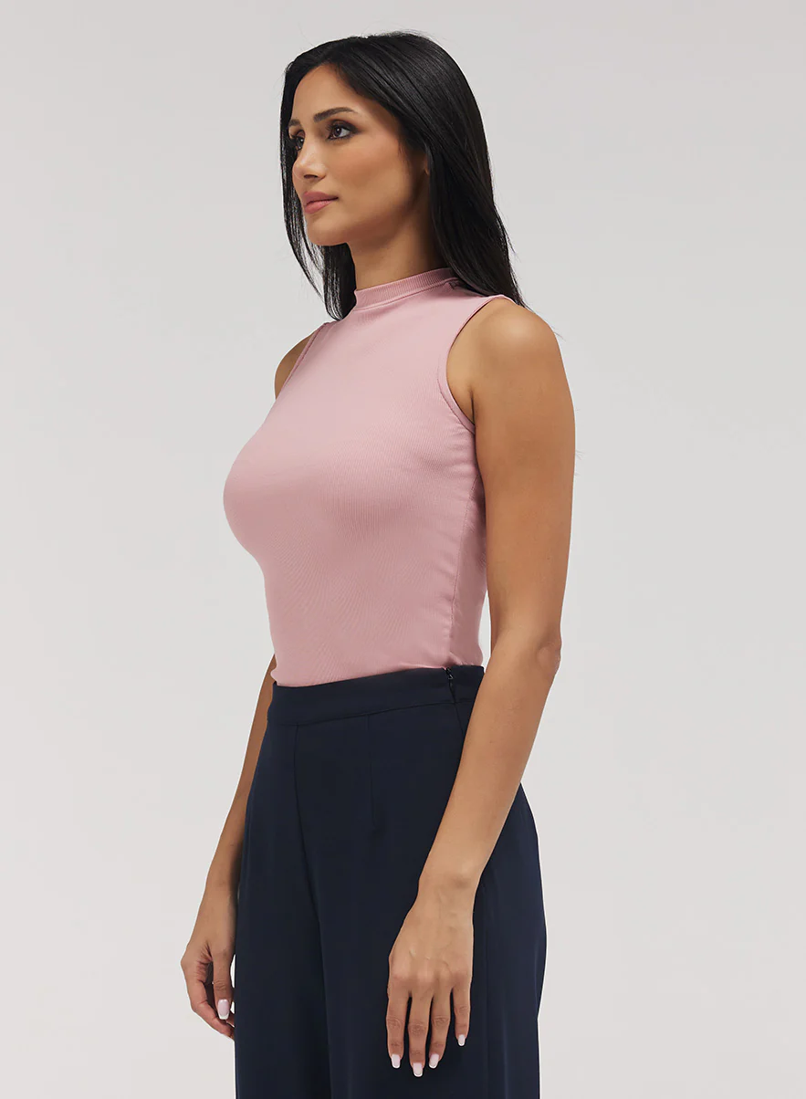 Rib Skinny Top - Salmon Pink - Image 3