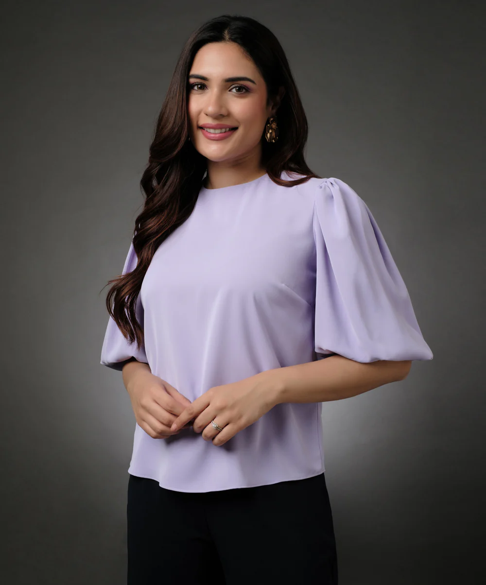 Round Neck Lavender Sleeve Elasticated Top - Image 4