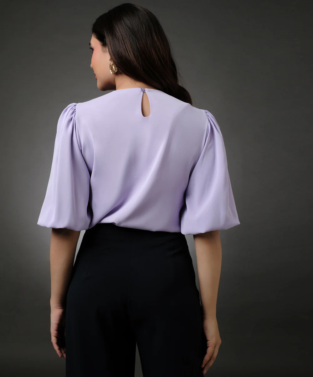 Round Neck Lavender Sleeve Elasticated Top - Image 5