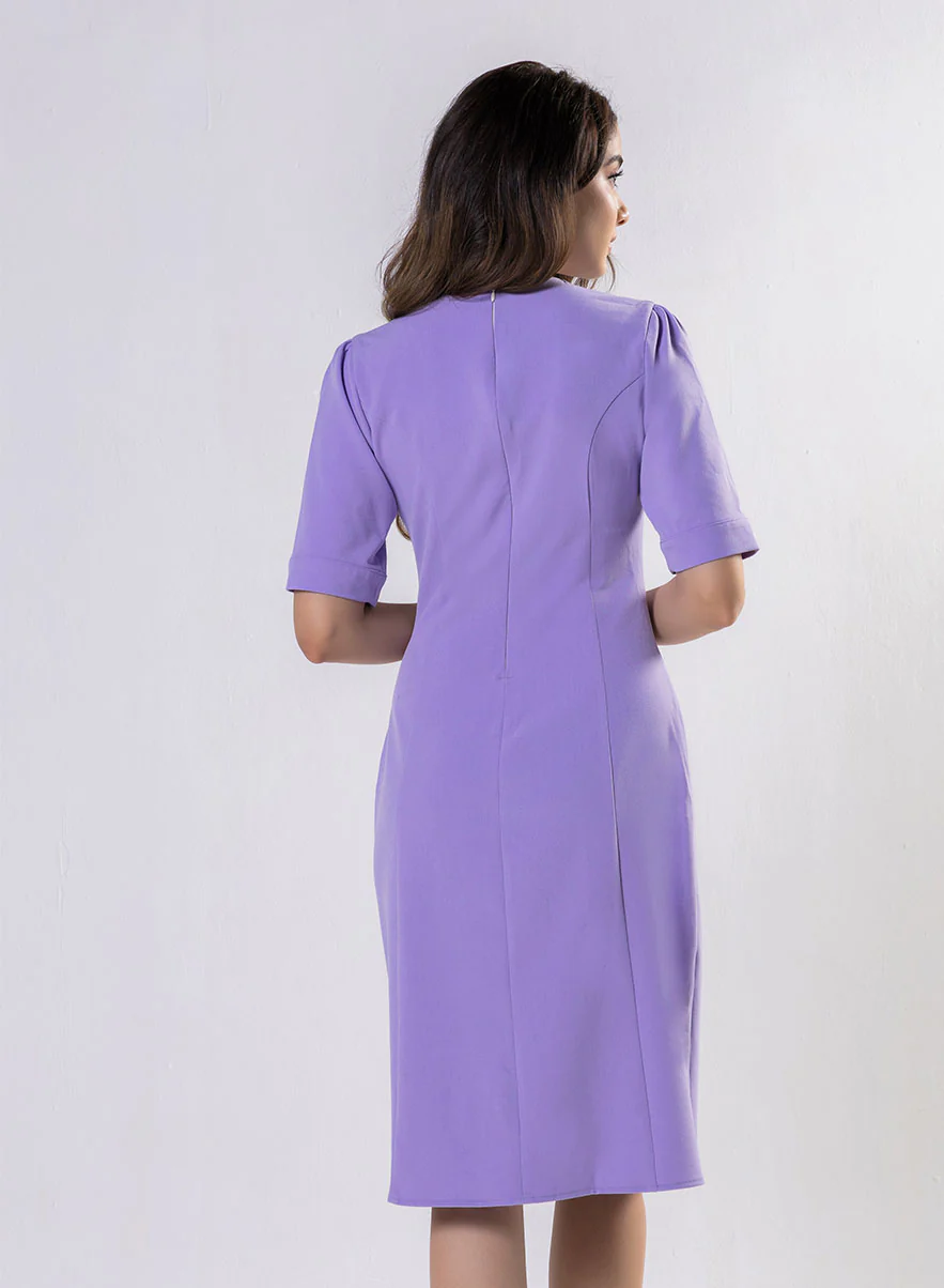 Round Neck Shift Dress With Flaps-Lavendra - Image 5