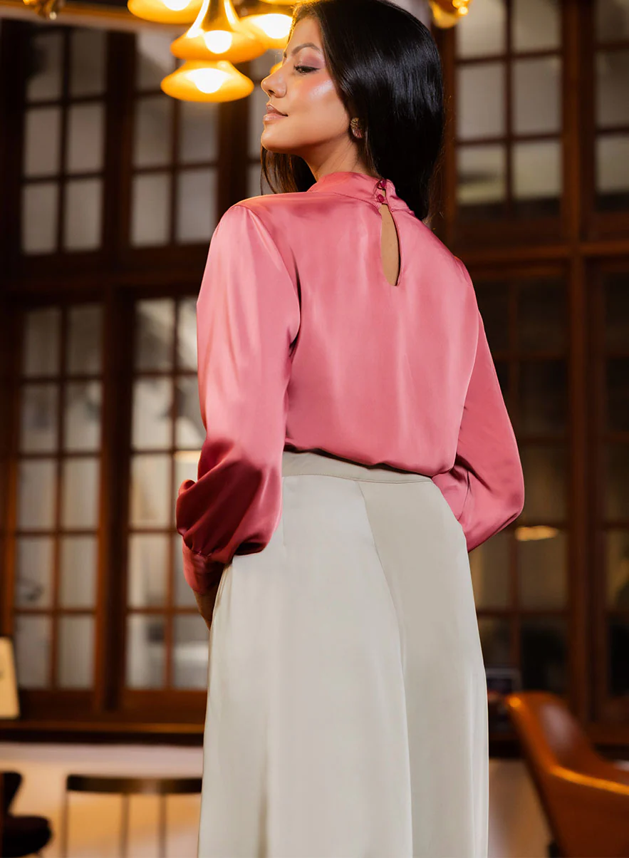 Satin A Line Side Tie Skirt - Image 4