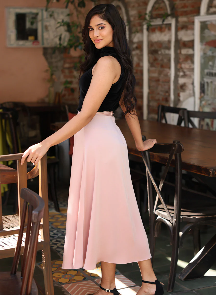 Satin A-Line Skirt - Pink - Image 4