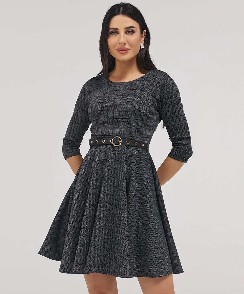 Scoop Neck Gingham Skater Dress