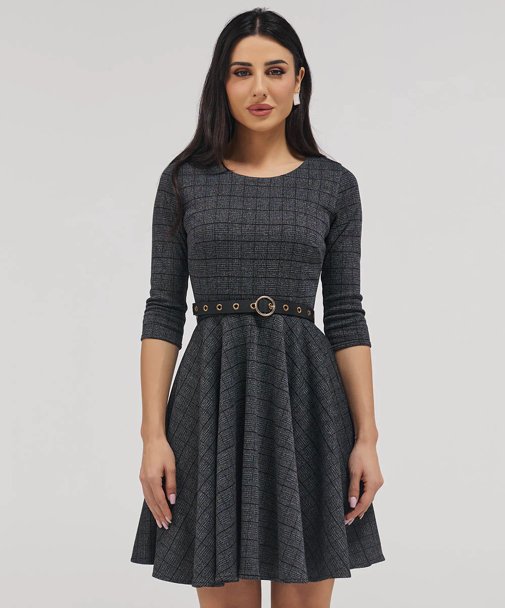 Scoop Neck Gingham Skater Dress - Image 2