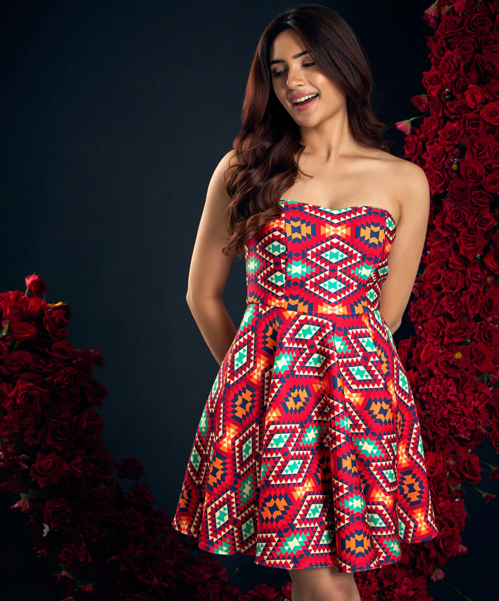Scuba Printed Skater Tube Dress