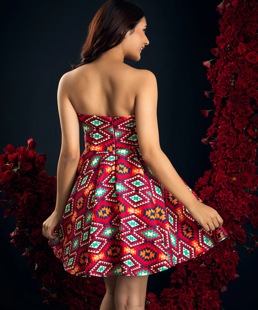 Scuba Printed Skater Tube Dress - Image 5