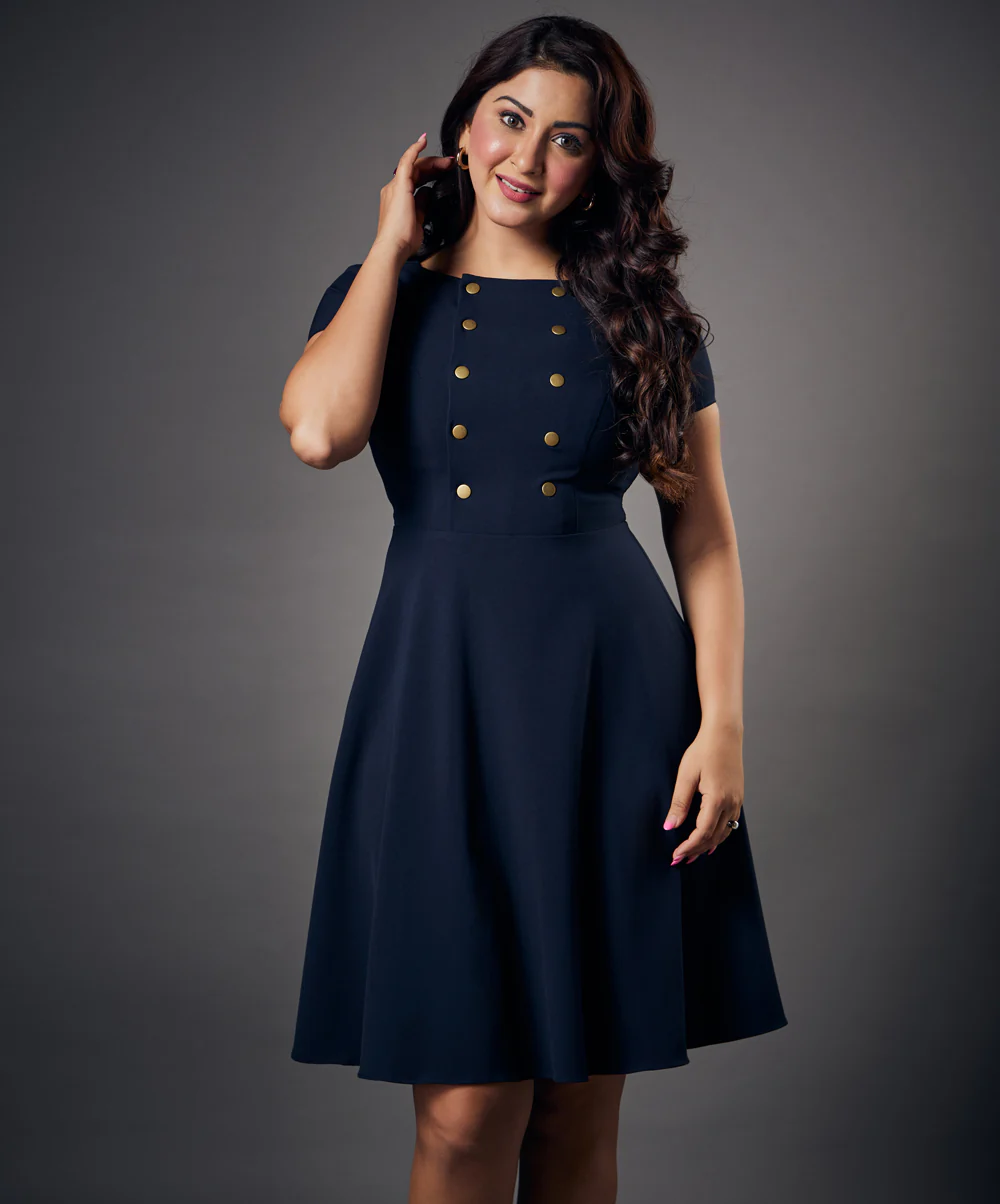 Shank Attached Navy Mini Dress - Image 2
