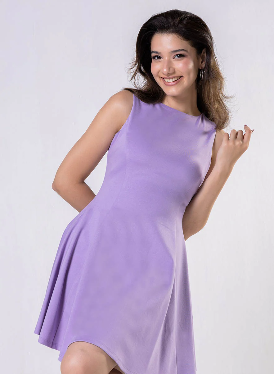 Short Lavender Ponte Mini Dress - Image 3