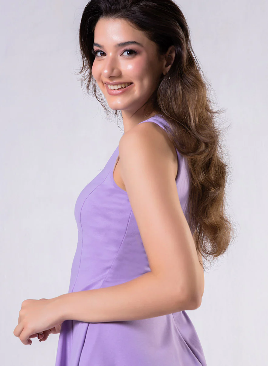 Short Lavender Ponte Mini Dress - Image 4