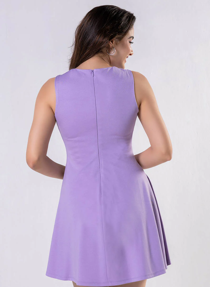 Short Lavender Ponte Mini Dress - Image 5