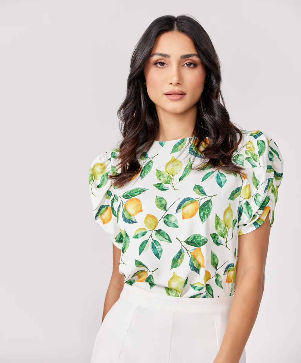 Short Sleeve Chiffon Printed Top