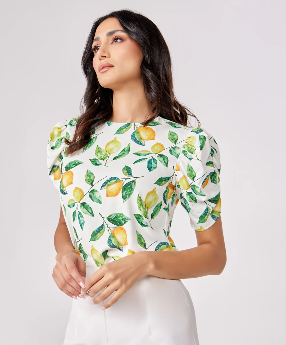 Short Sleeve Chiffon Printed Top - Image 2
