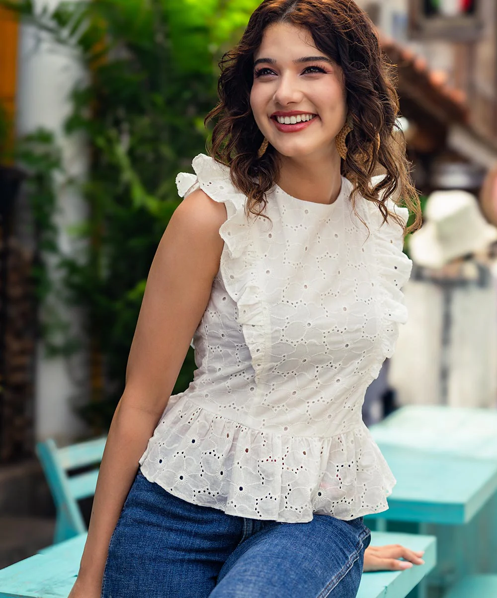 Side Detailed Petite Peplum Top