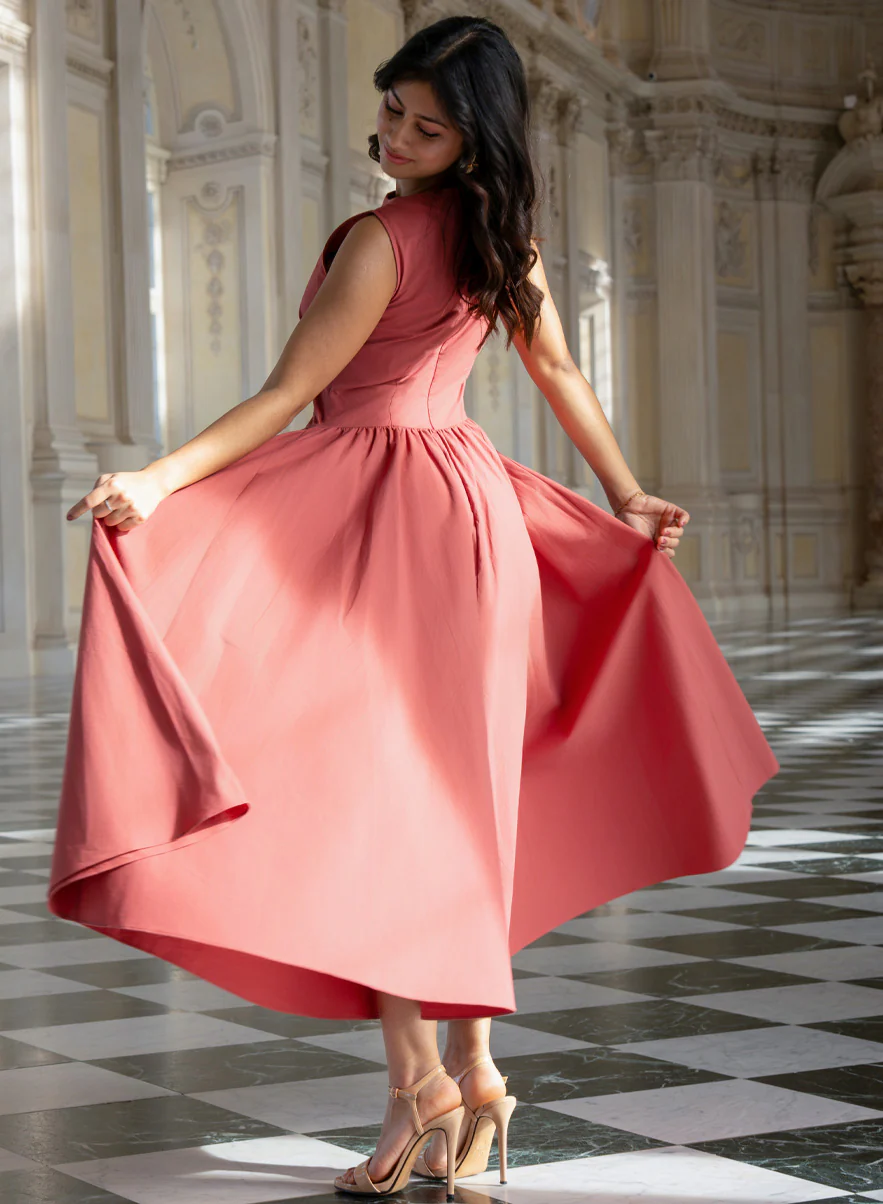Side Gathered Sleeveless Cotton Dress - Image 2
