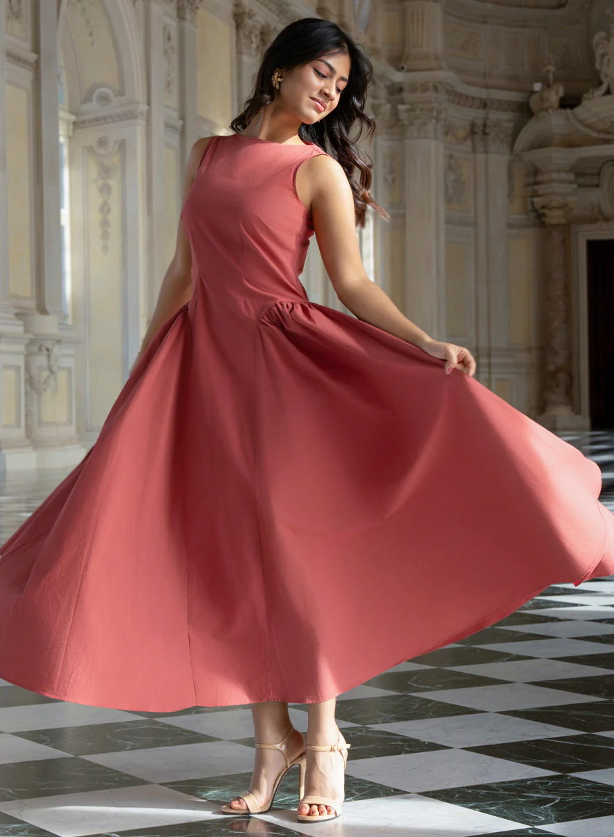Side Gathered Sleeveless Cotton Dress - Image 7