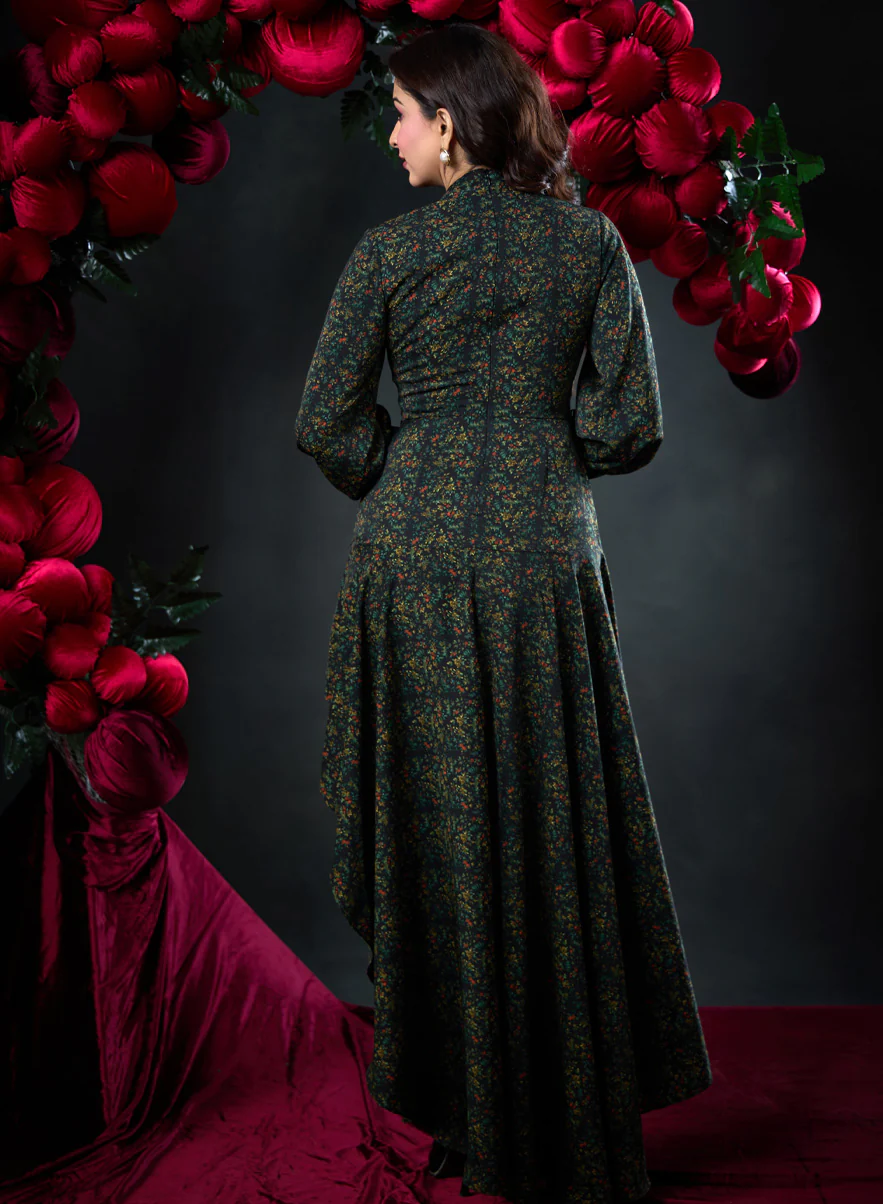 Side High Low Ditsy Print Dress - Image 2