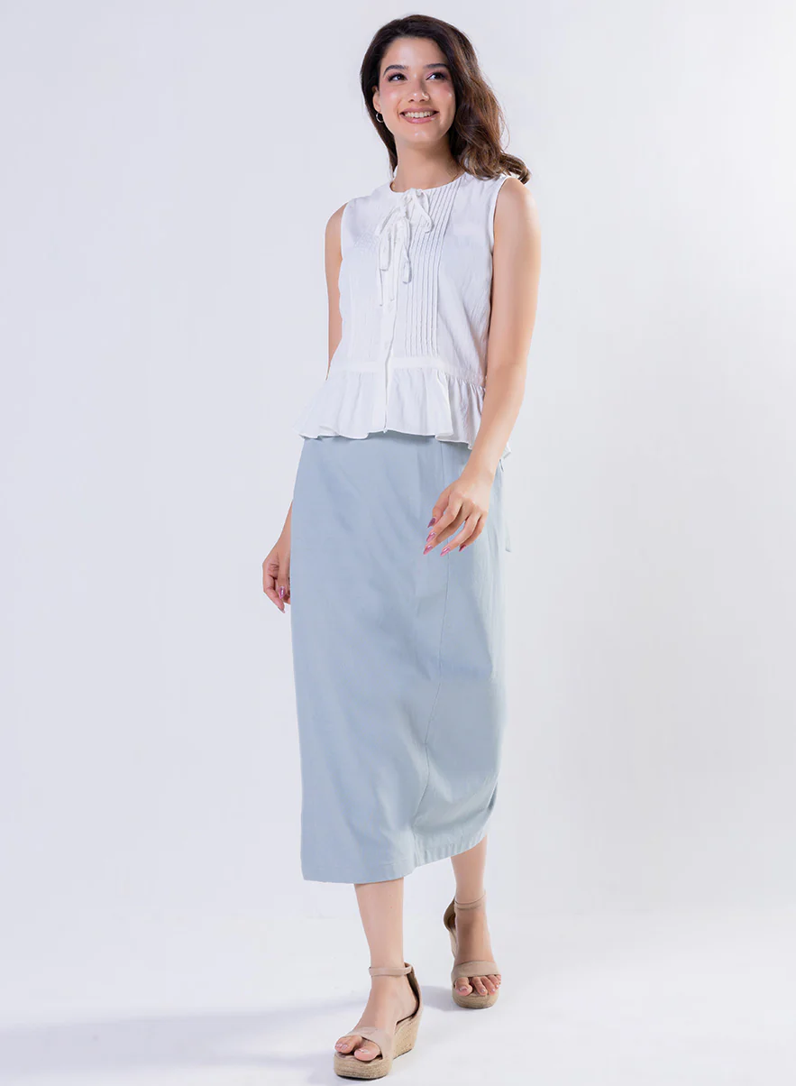 Side Open Cotton Skirt - Image 5