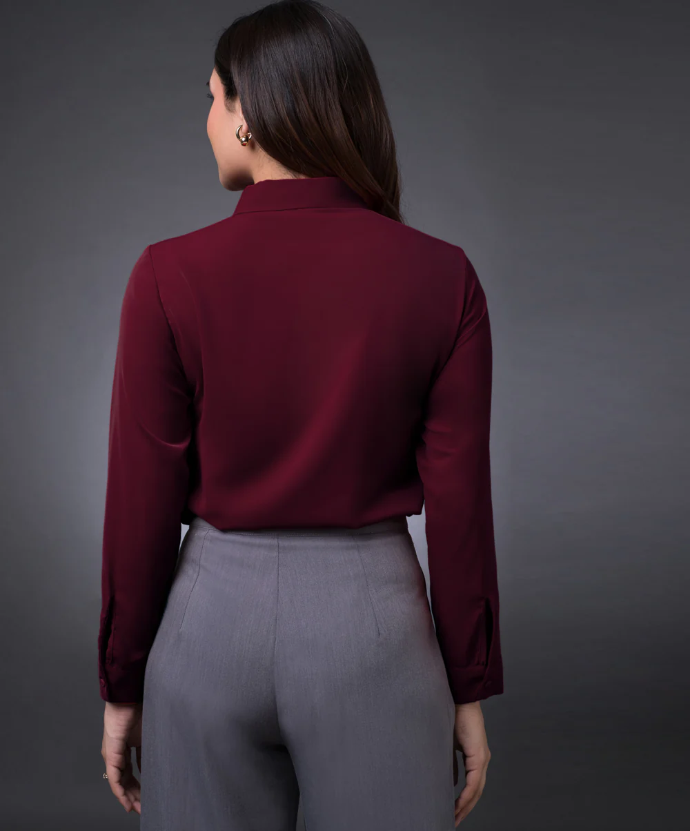 Side Pintuck Red Top - Image 4