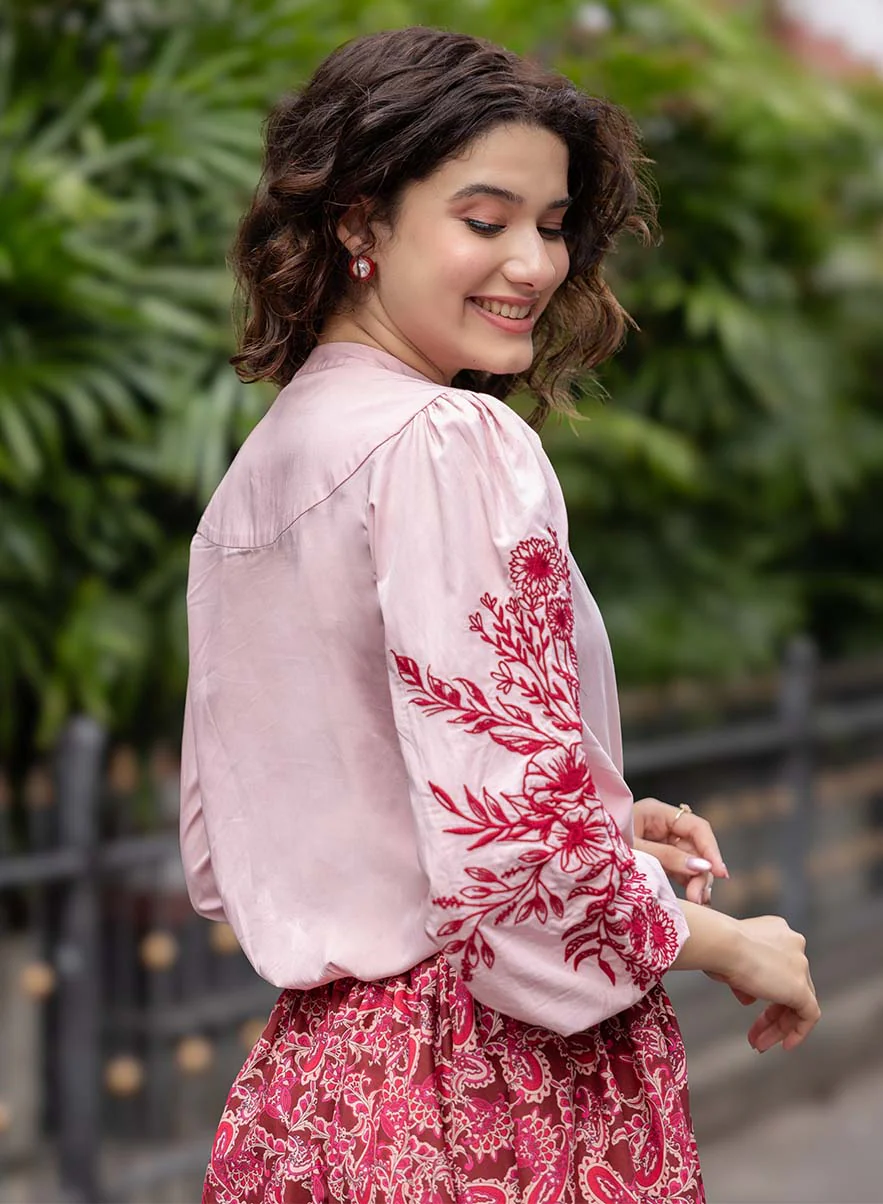 Side Sleeve Embroidered Casual Top - Image 5