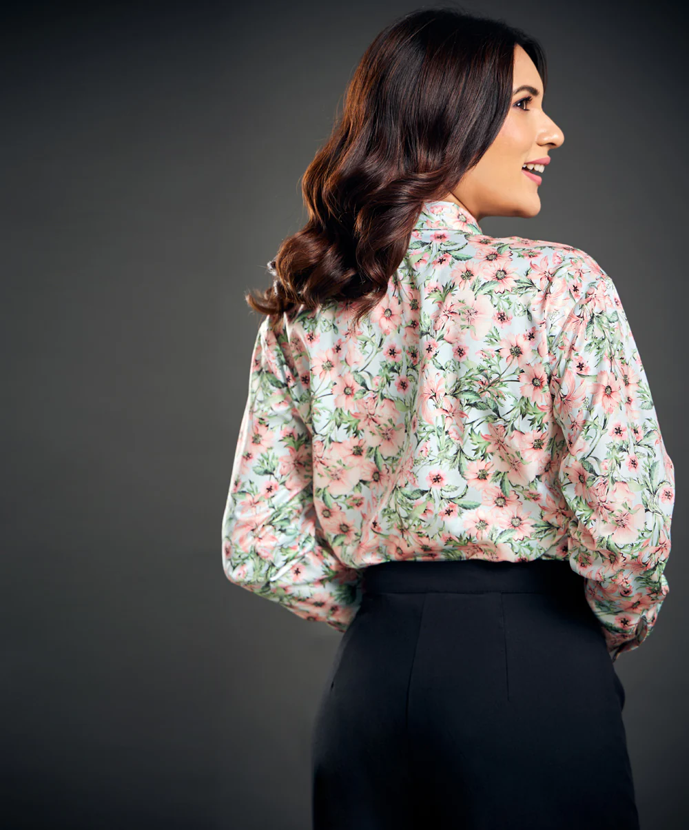Satin Printed Long Sleeve Shirt - Image 5