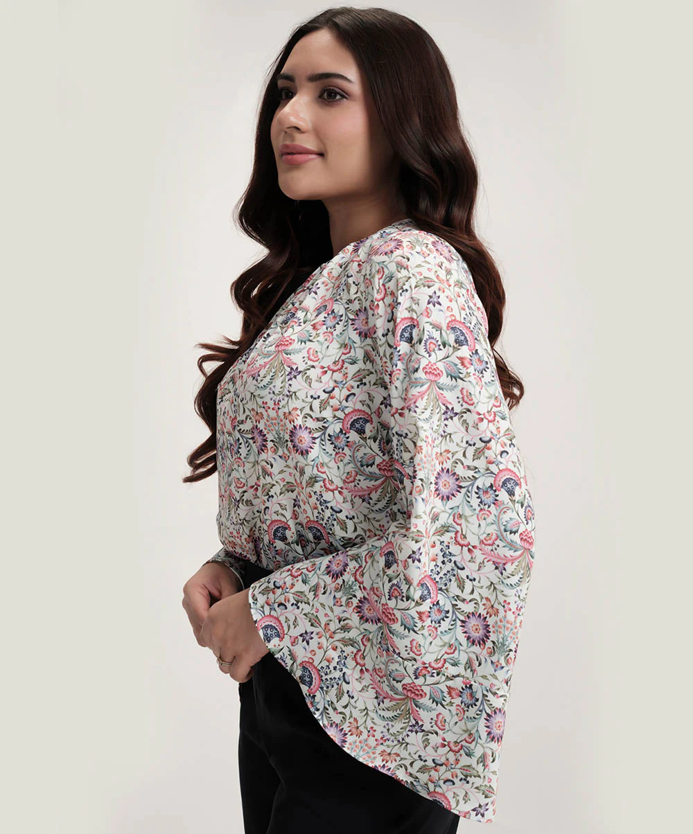 Sleeve Flared Printed Top - Image 3