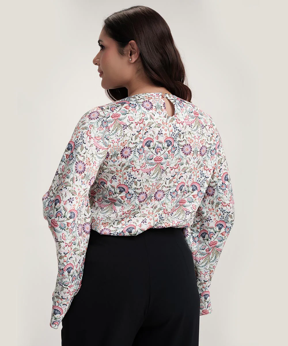 Sleeve Flared Printed Top - Image 4