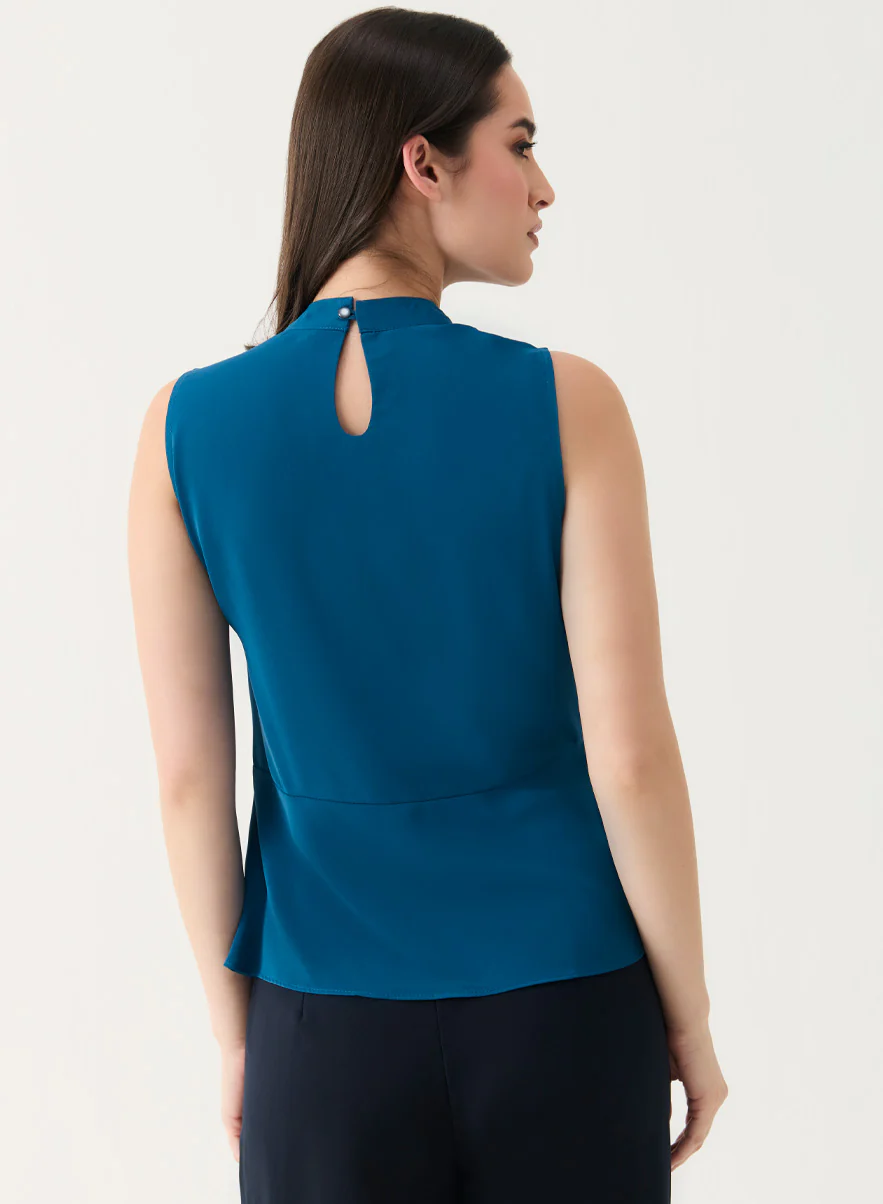 Sleeveless D-Ring Belt Teal-Blue Top - Image 2