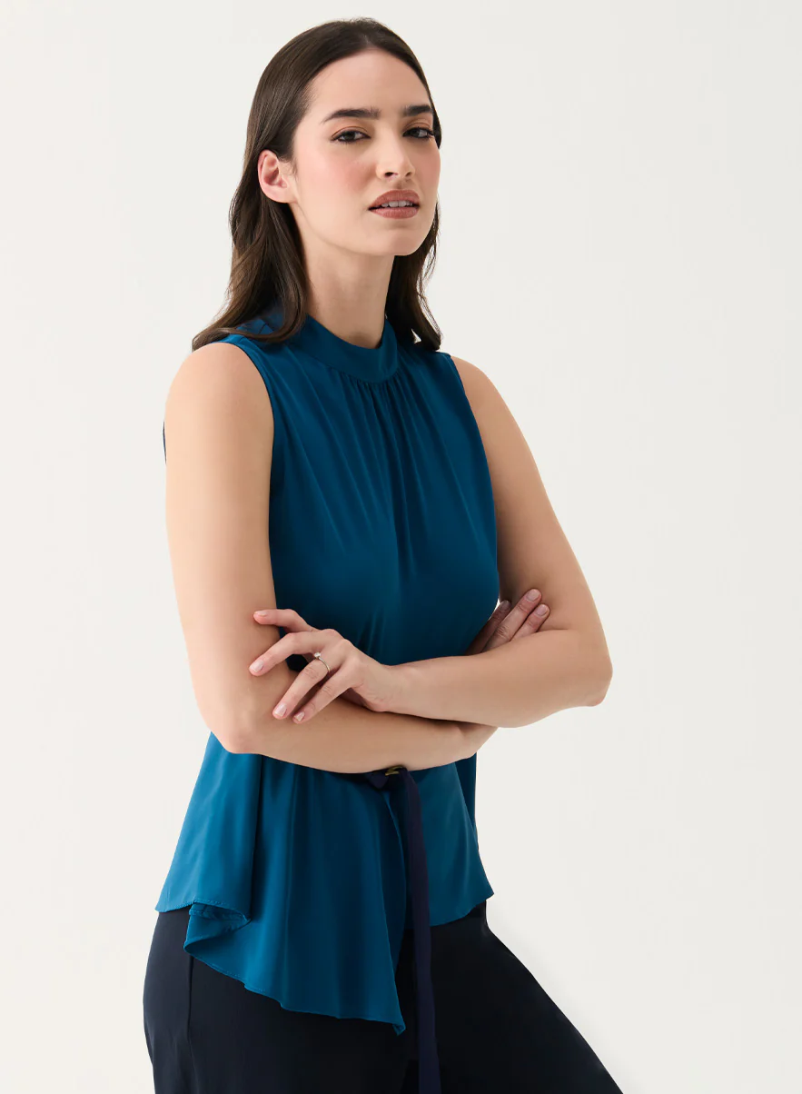 Sleeveless D-Ring Belt Teal-Blue Top - Image 4