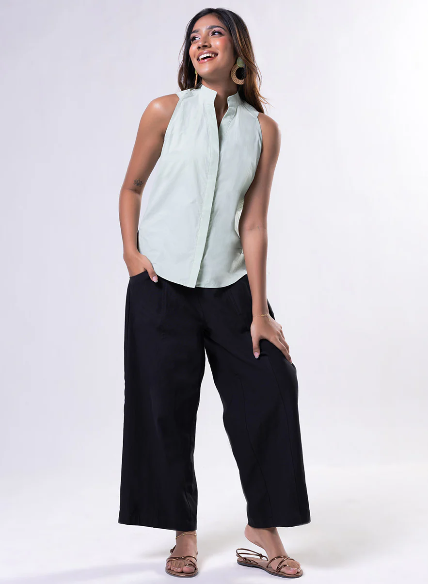 Sleeveless High Neck Cotton Top - Image 5