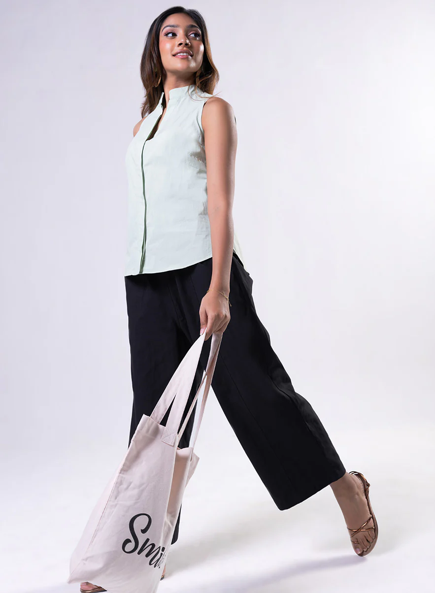 Sleeveless High Neck Cotton Top - Image 6