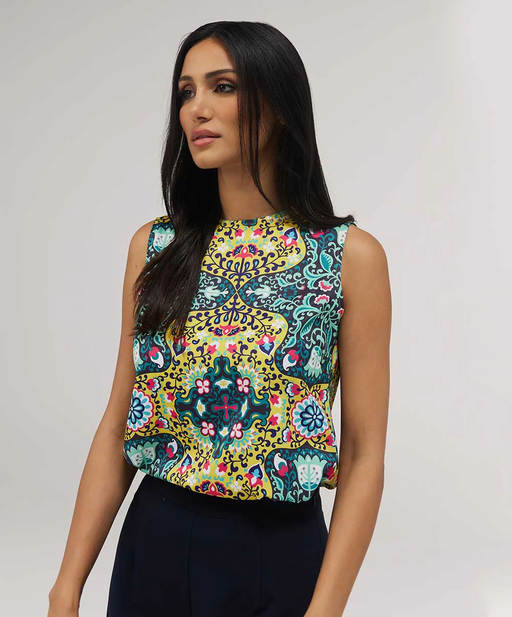 Sleeveless Printed Chiffon Top