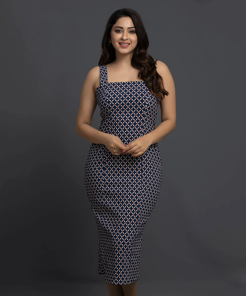 Sleeveless Printed Ponte Body Hugging Dress